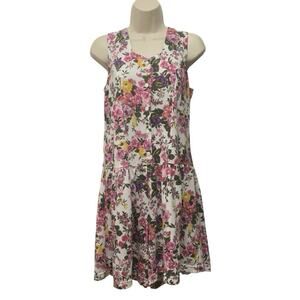 Vintage 90s Floral Romper Playsuit Women’s Large Button Down Drop Waist Cottage